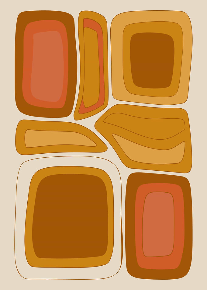 Abstract Retro Earthy Shapes Abstract Art