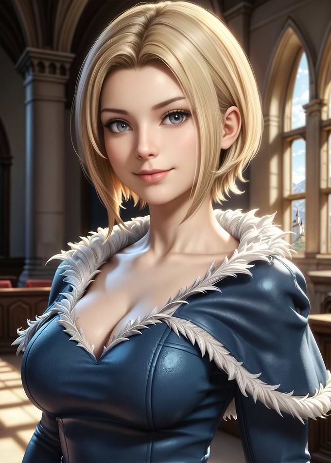 Anime Woman in Blue Dress