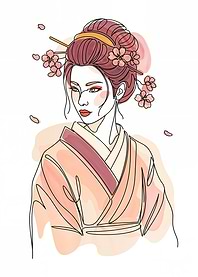 Geisha Line Art