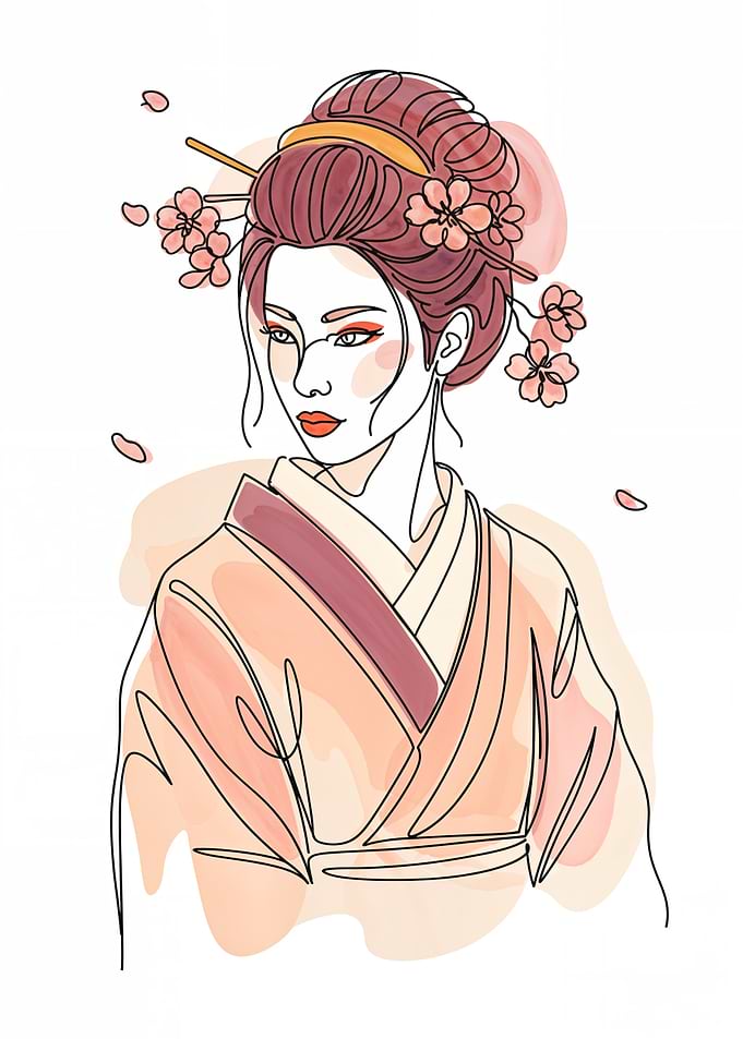 Geisha Line Art