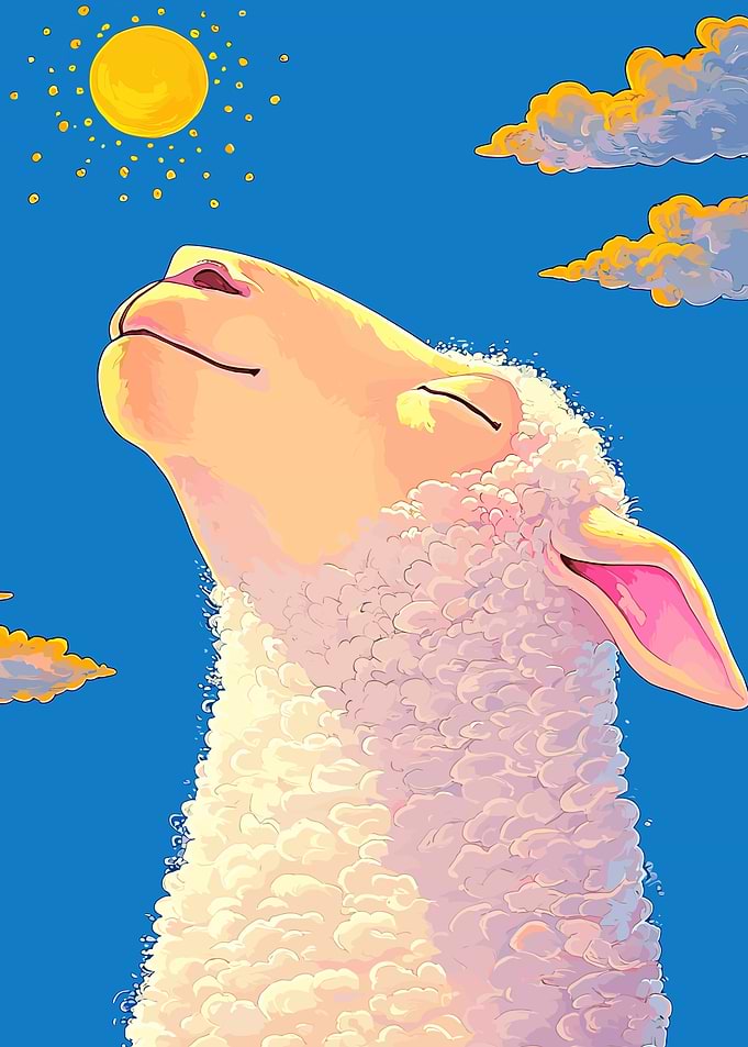 Smiling Sheep Under Sun