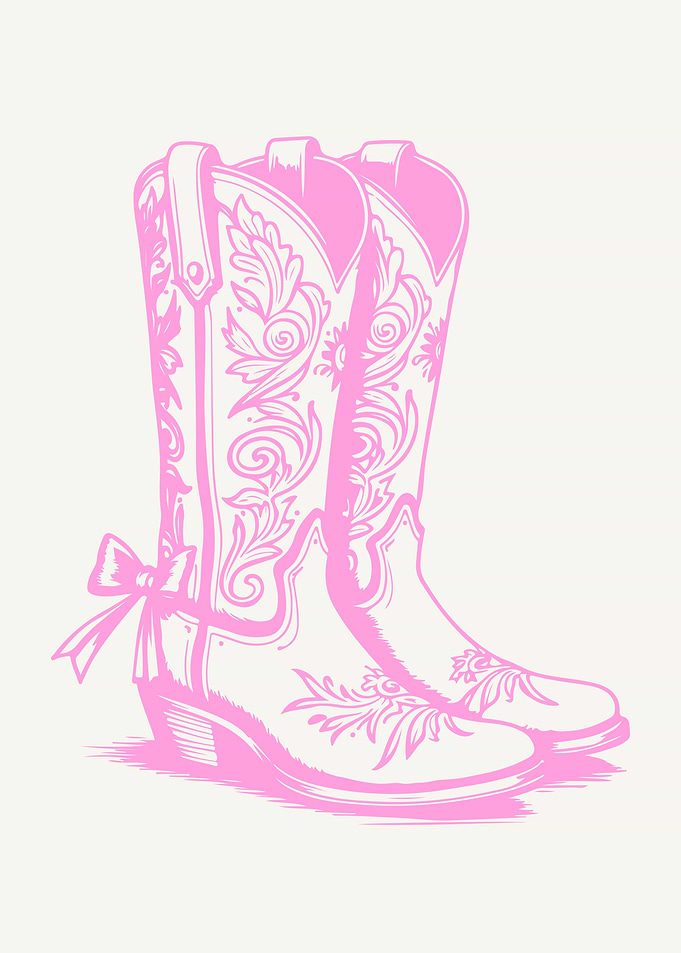 Pink Cowboy Boots with Coquette Bow