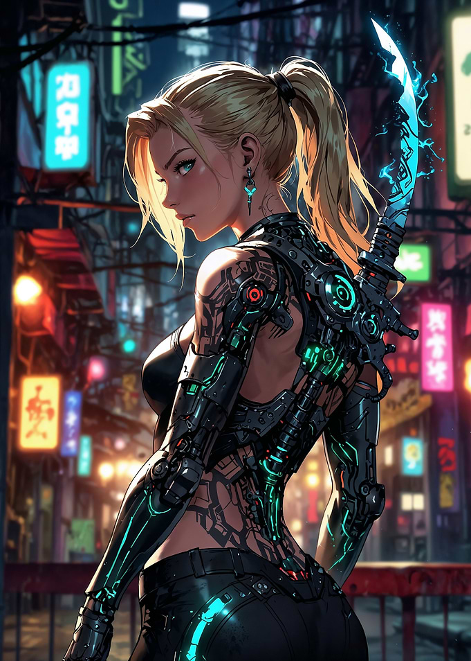 Cyberpunk Women Warrior Anime