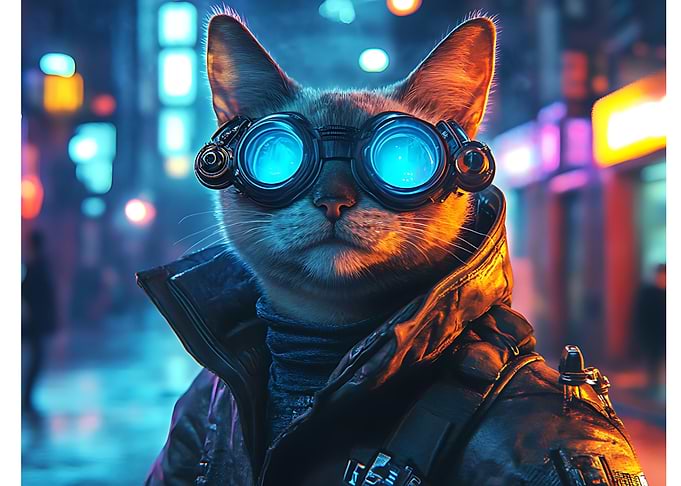 Cyberpunk Cat With Leather Jacket