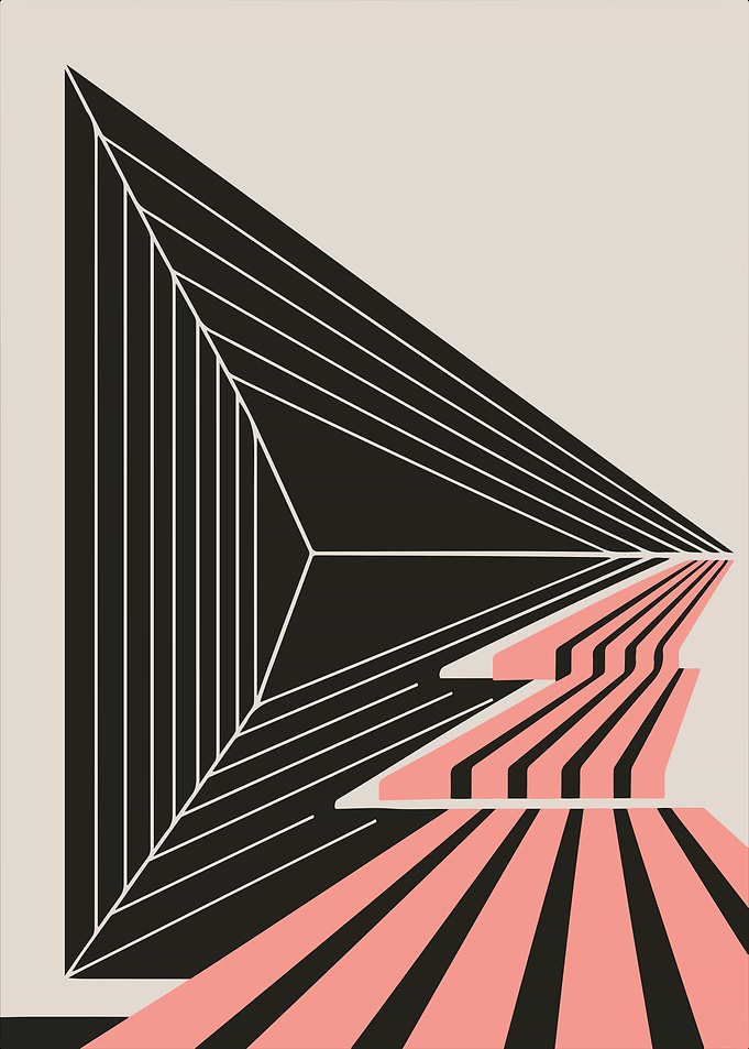 Mid-Century Modern Geometric in Pink and Black