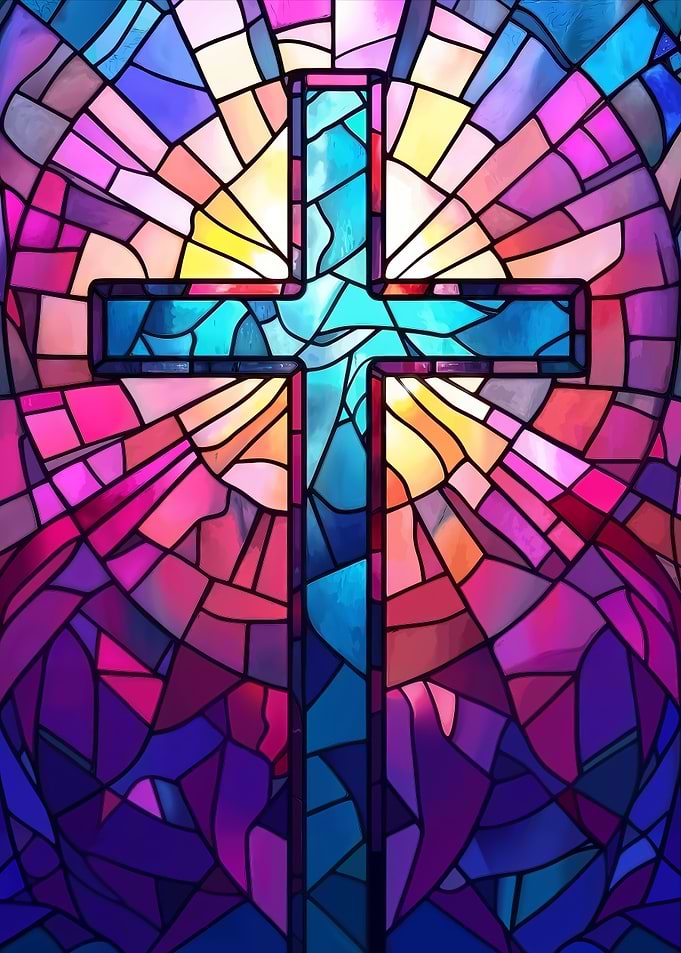 Christain Cross Stained Glass Art