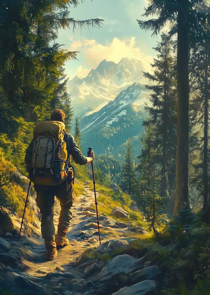 Hiker in Mountain Landscape