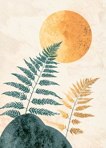 Fern and Sun Minimalist Art