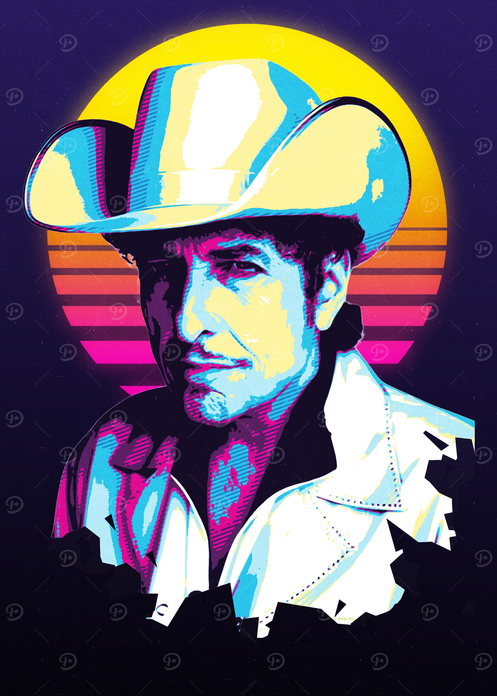 bob dylan Retro Cowboy Portrait