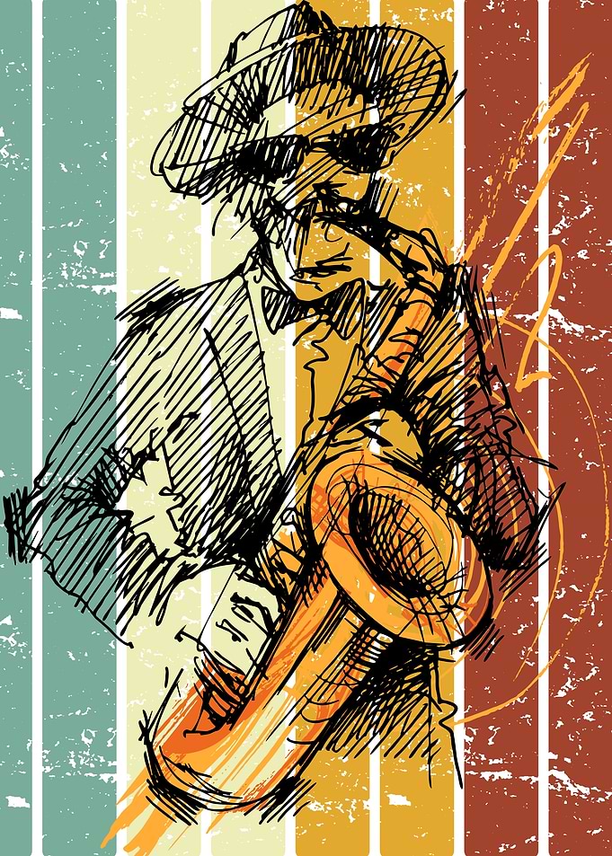 Saxophone Player Vintage Art