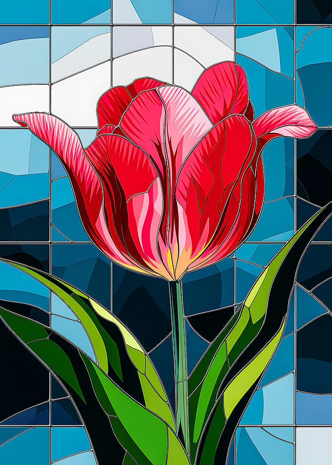 Stained Glass Mosaic the Graceful Tulip