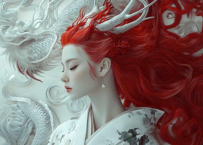 Red-Haired Woman with Dragon