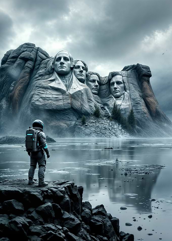 Astronaut at Mount Rushmore