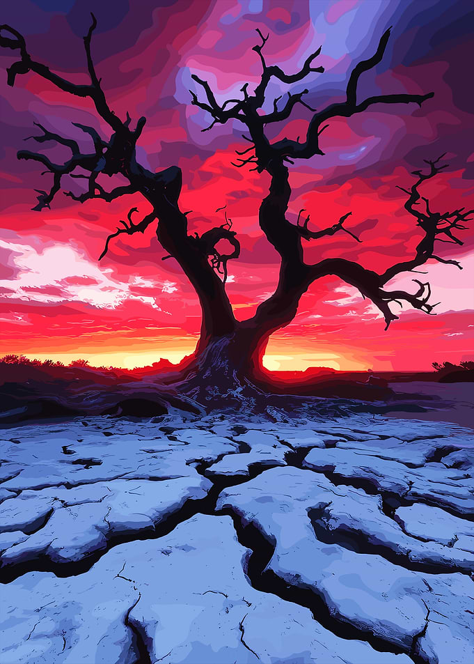 Silhouetted Tree at Sunset