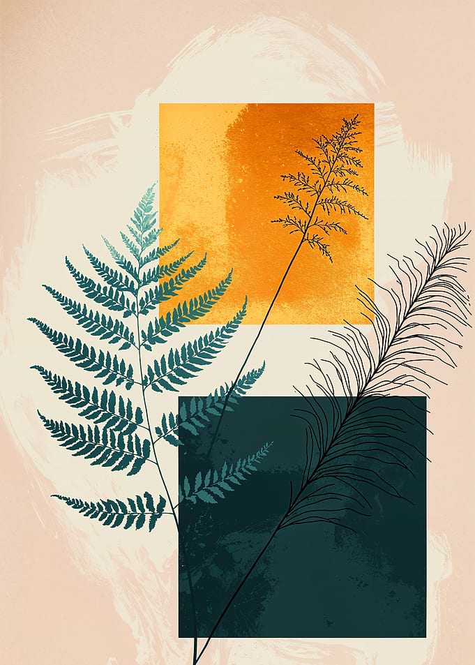 Fern and Feather Abstract Art