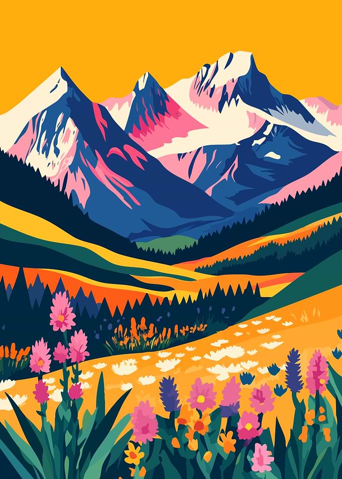 Flora Mountain Landscape Minimalist Art
