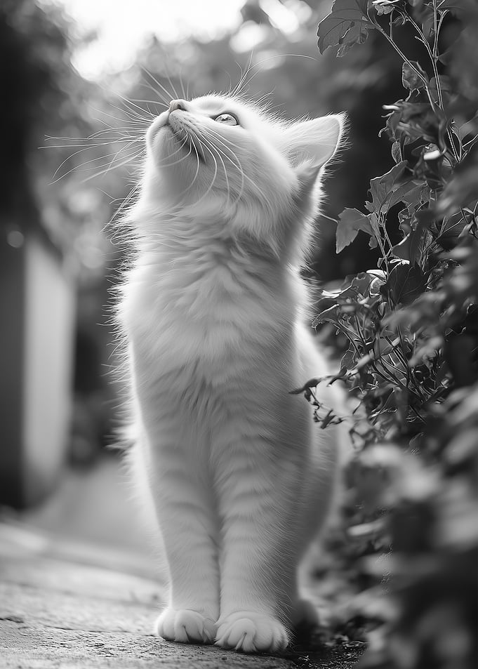 White Cat Black and White Kitten