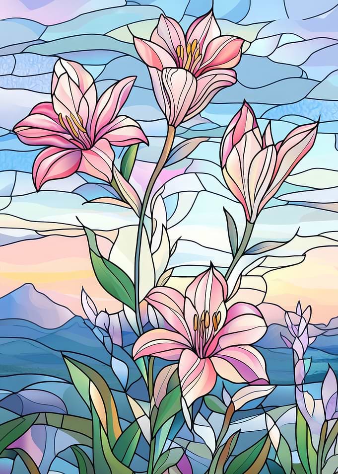 Stained Glass Lilies
