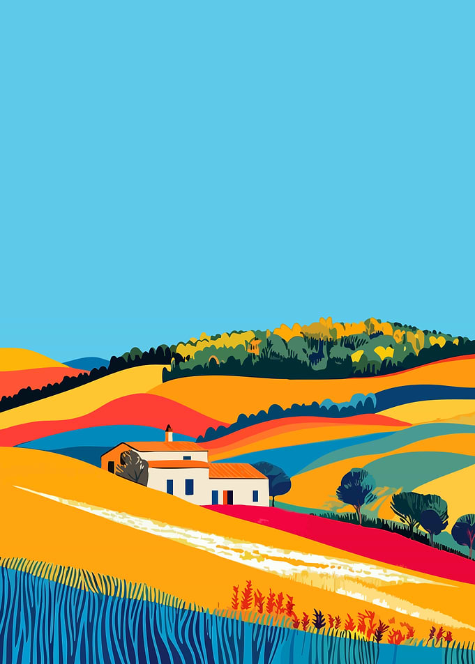 Italy Tuscan Hills Minimalist Art