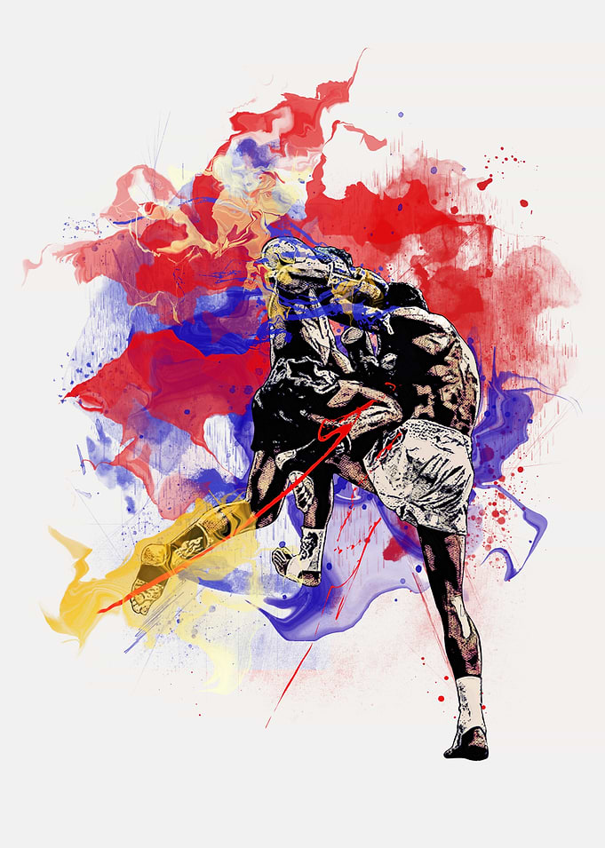 Muay Thai Fight Abstract Painting Background