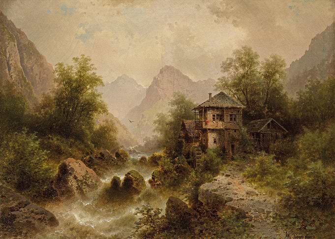 Wasserfall Mit Mühle