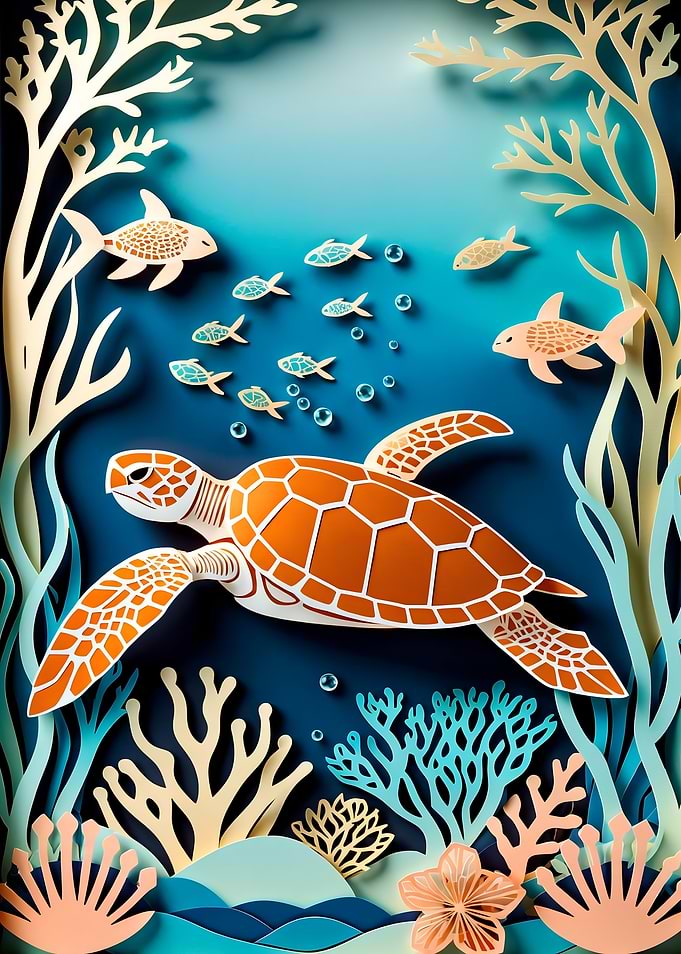 Papercut Sea Turtle