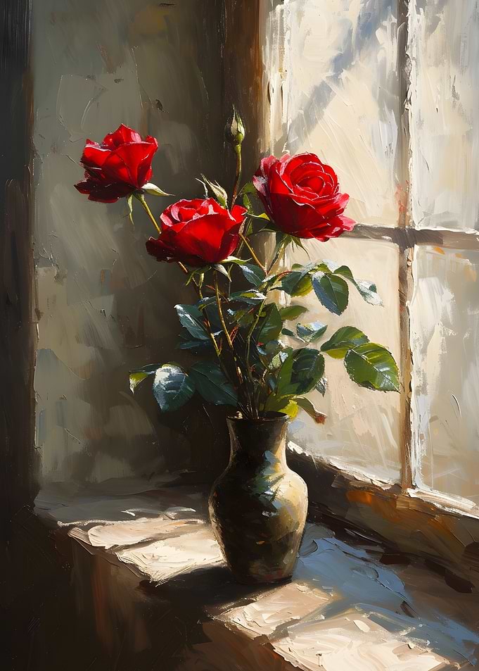 Red Roses by Window