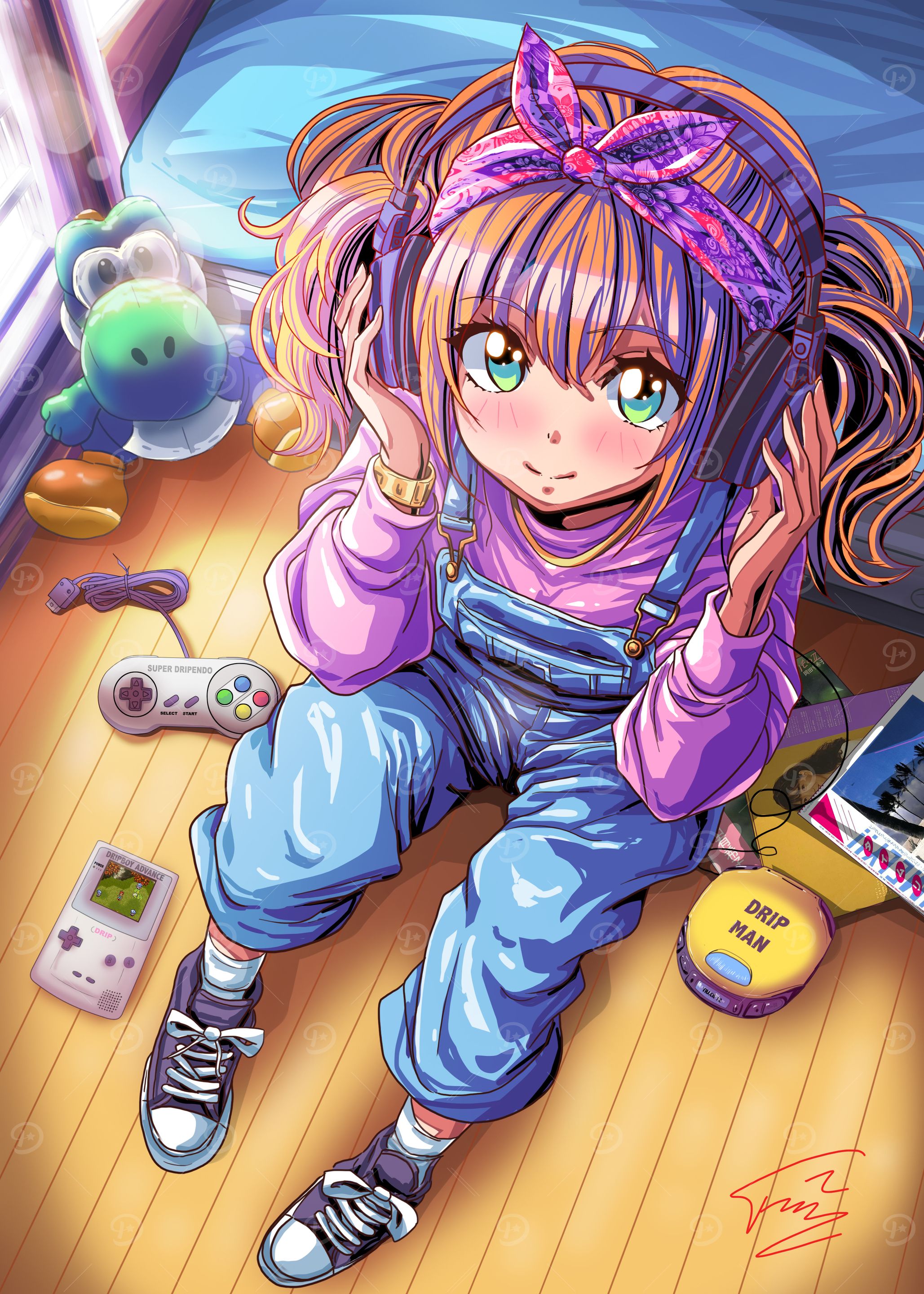 Hip-Hop Anime Girl with Headphones