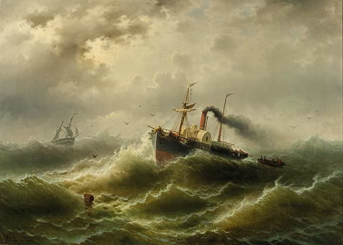 Steamboat In A Storm On The North Sea