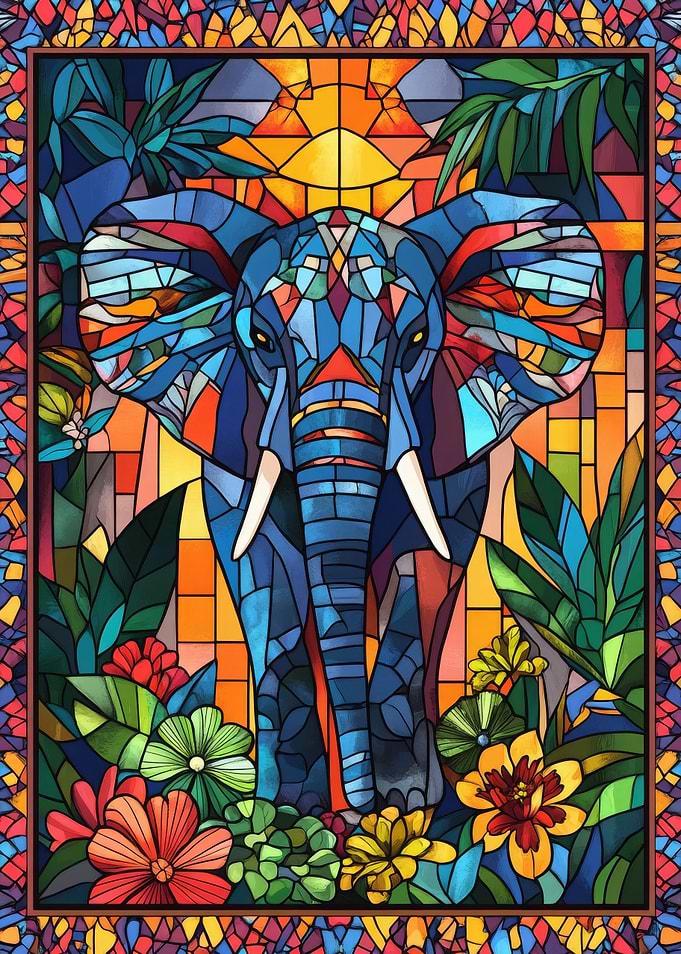 Stained Glass Elephant