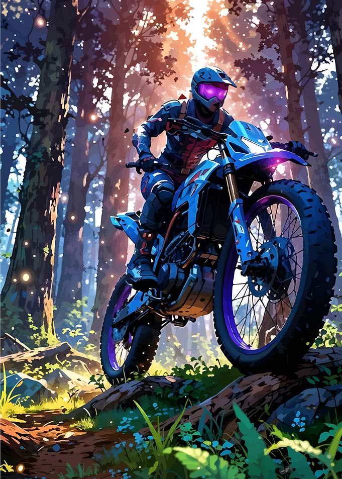 Motocross Rider in Forest