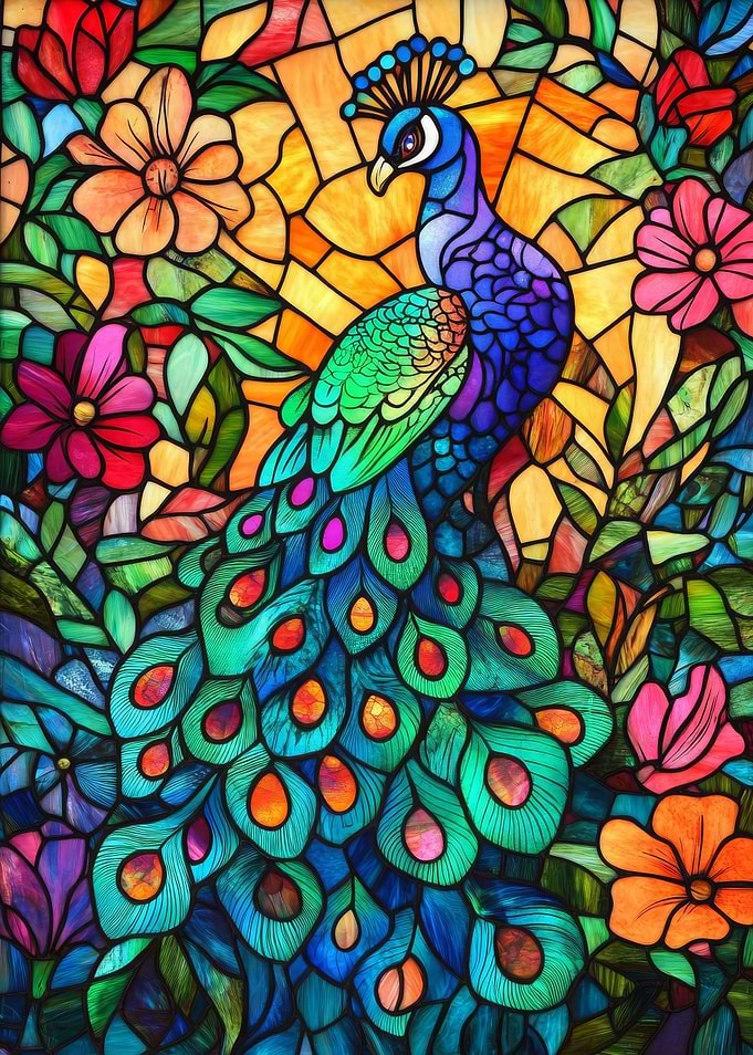Stained Glass Peacock