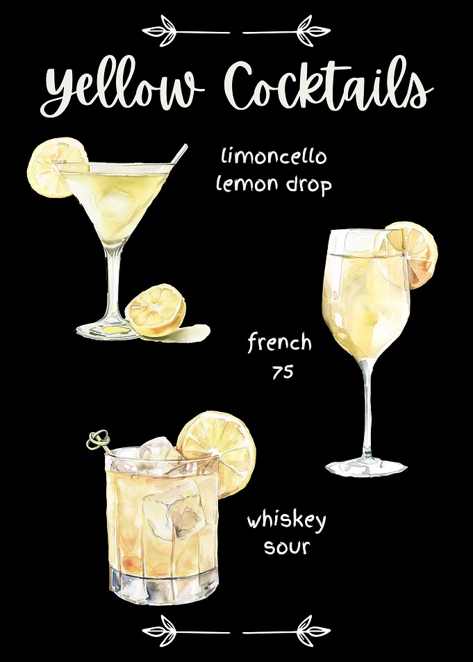 Yellow Cocktails Menu