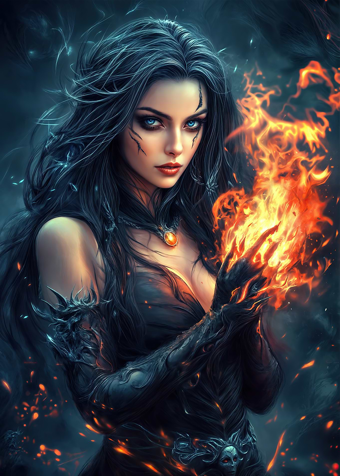 Dark Witch with Fire