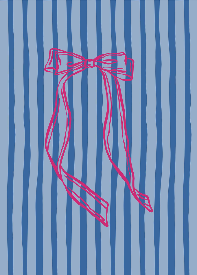 Coquette Bow on Blue Stripes