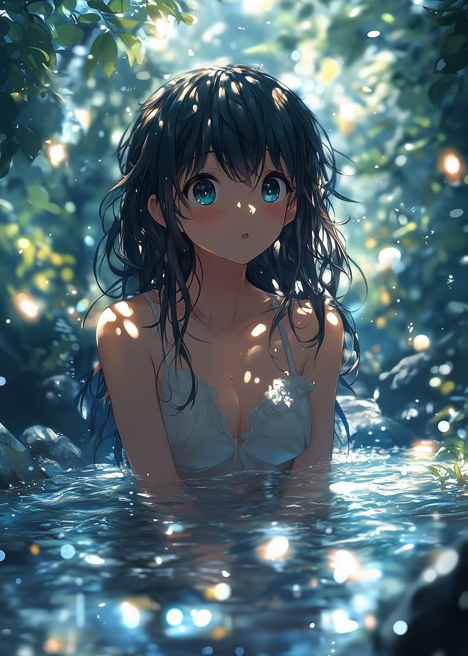 Cute Anime Girl in Water