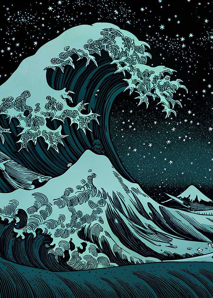 Great Wave Off Kanagawa Night Sky