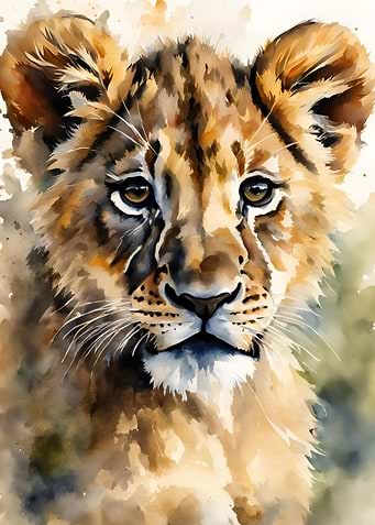 Aquarell Lion Cub