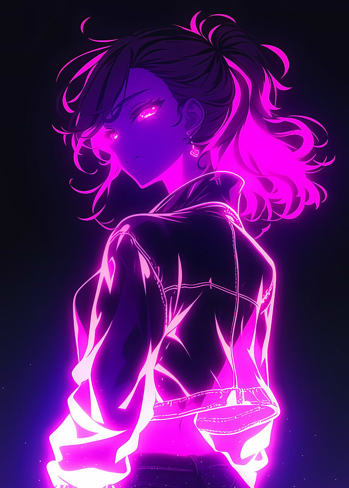 Anime Girl in Neon Glow