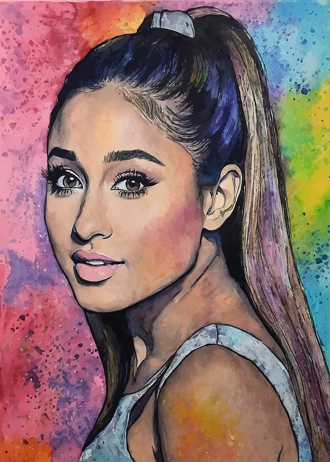 Ariana Grande Watercolor Portrait