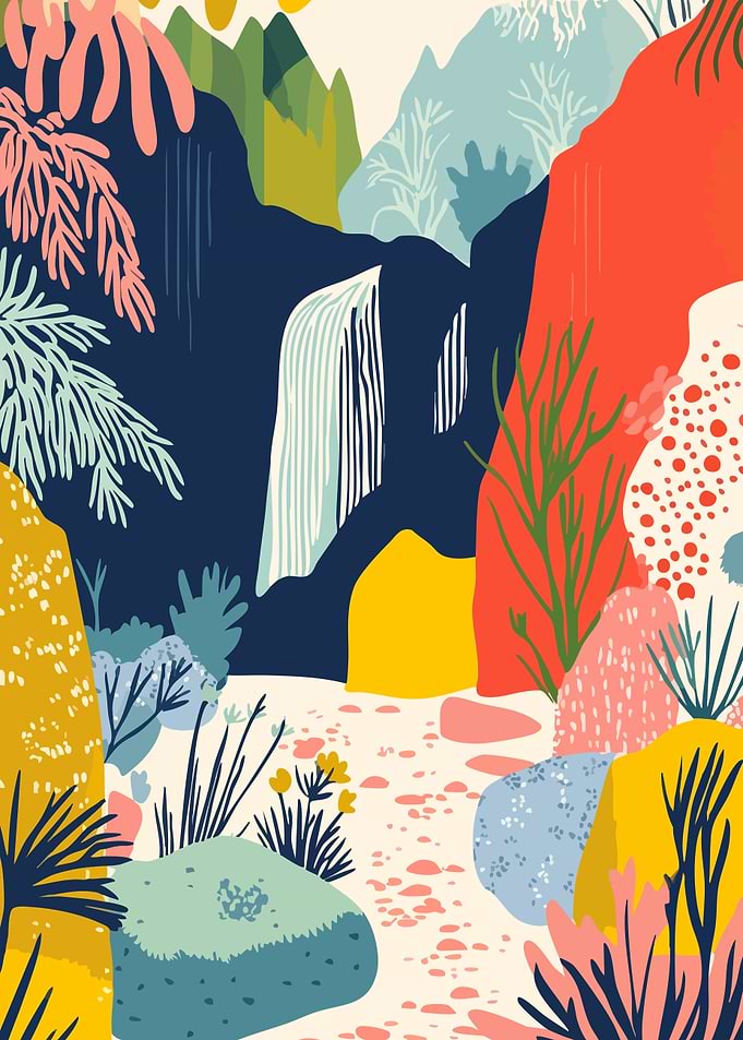 Abstract Waterfall Landscape