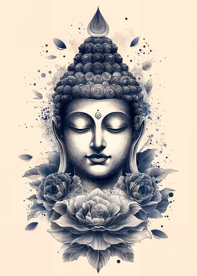Buddha with Lotus Flowers