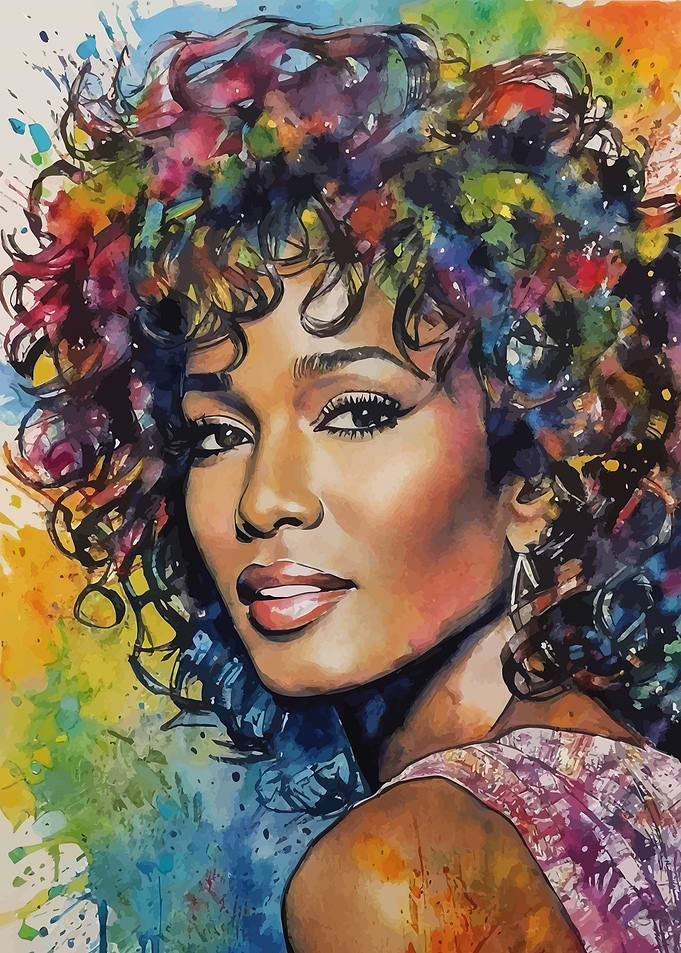 Whitney Houston Watercolor