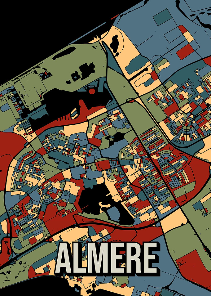 Almere Earttone Netherlands City Map