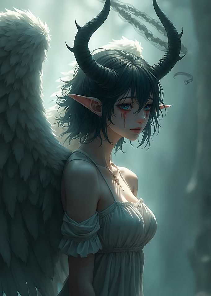 Angel with Devil Horns