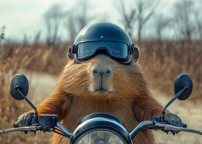 Capybara on a Motorcycle
