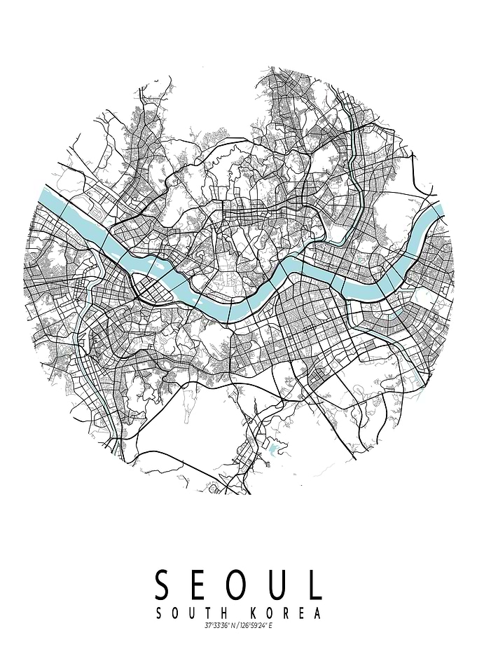 Seoul City Map South Korea Circle