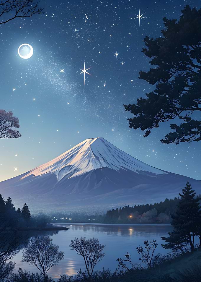 Mount Fuji Night Sky
