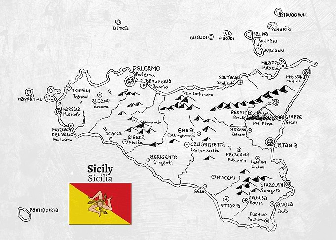 Handdrawn Map of Sicily