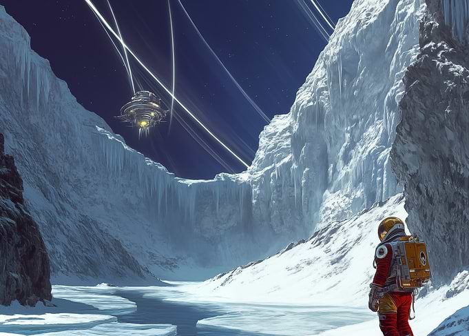 Astronaut on Tethys moon of Saturn